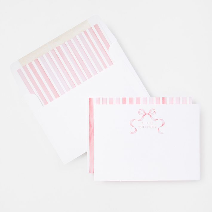 Personalized Bow Stationery Note Cards, Set of 24