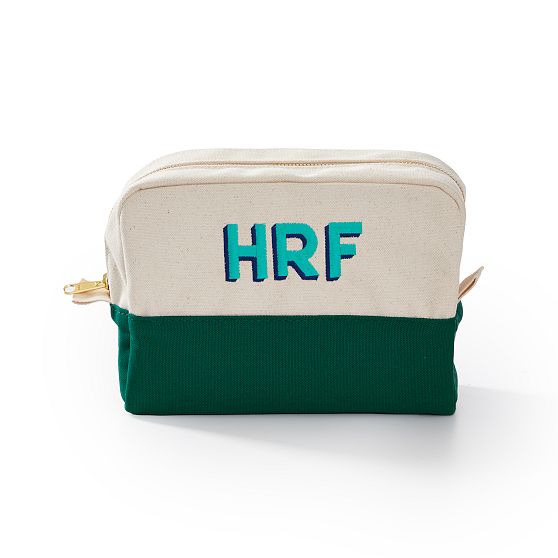 Embroidered Canvas Cosmetic Pouch