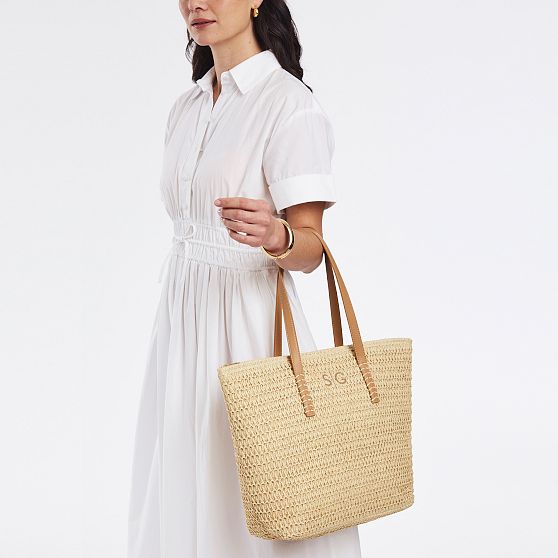 Stinson Straw Zip-Top Tote