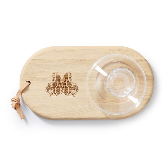 Oak Cheese Board &amp; Wine Decanter Set