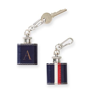Oxford Leather Stripe Keychain Flask