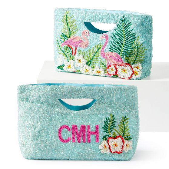 Flamingo Beaded Clutch