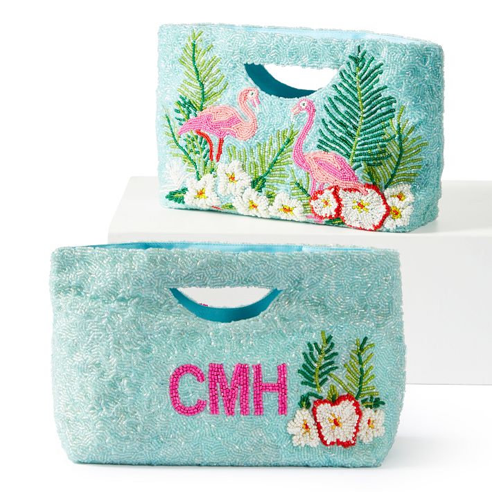 Flamingo Beaded Clutch