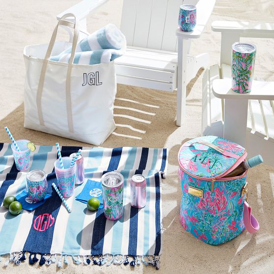 Lilly Pulitzer Monogrammed Pool Cups, Set of 6