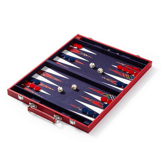 Plaid Leather Backgammon Set