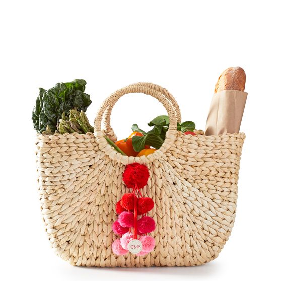 Round Handle Pom Pom Tassel Tote