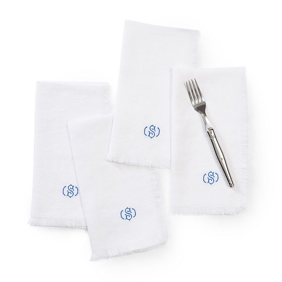 Fringe Cotton Linen Dinner Napkins, Set of 4