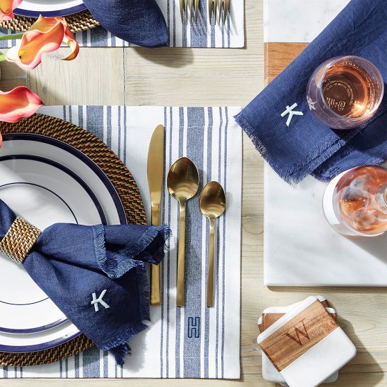 Fringe Cotton Linen Dinner Napkins, Set of 4