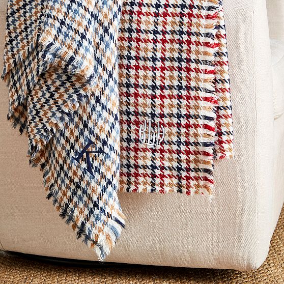 Houndstooth Plaid Throw Blanket