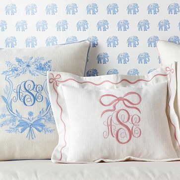 Bespoke Embroidered Bow Pillow Cover