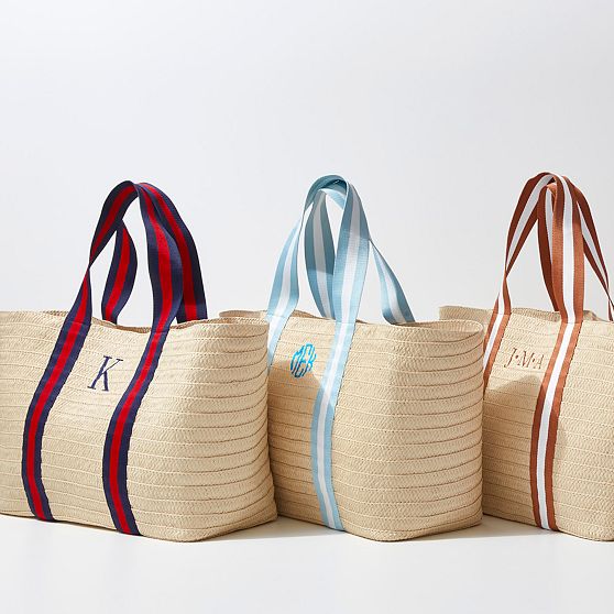Oversized Ribbon Straw Beach Tote