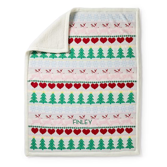 Fair Isle Baby Blanket and Hat Set