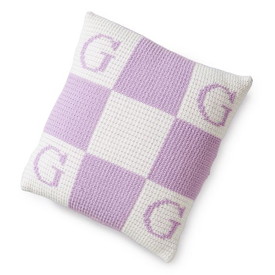 Initial Block Knit Pillow