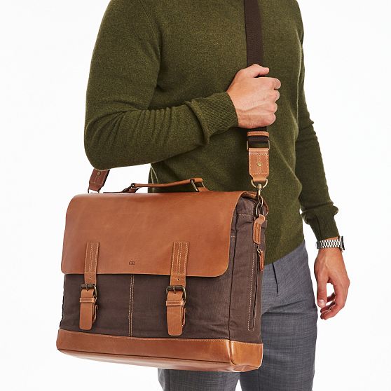 Beckett Waxed Canvas and Leather Messenger Briefcase