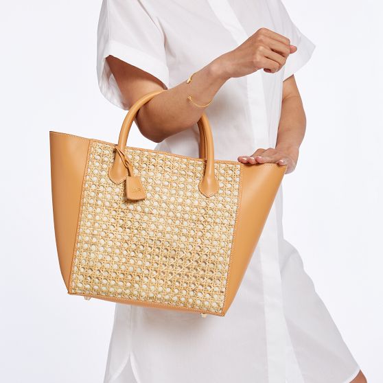 Cane and Leather Tote