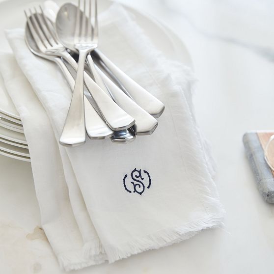 Fringe Cotton Linen Dinner Napkins, Set of 4
