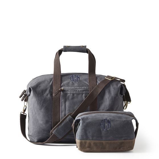 Waxed Canvas Weekender and Pouch Set