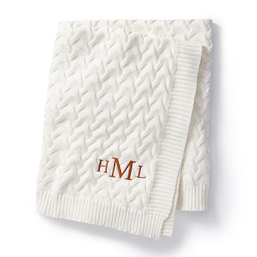 Cotton Cable Knit Throw Blanket