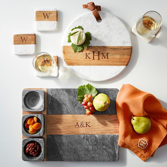 Wood and Marble Round Cheese Board