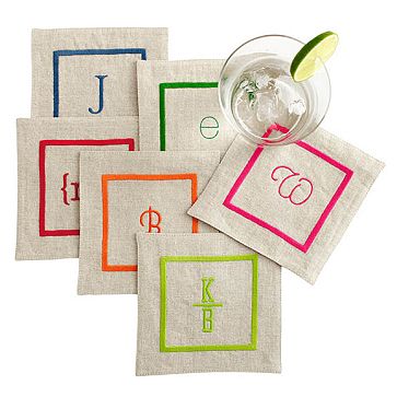 Linen Satin Stitch Coasters