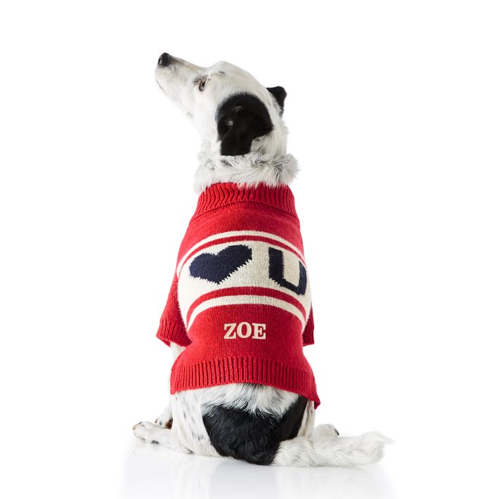 Knit Dog Sweater, Red + White Stripe