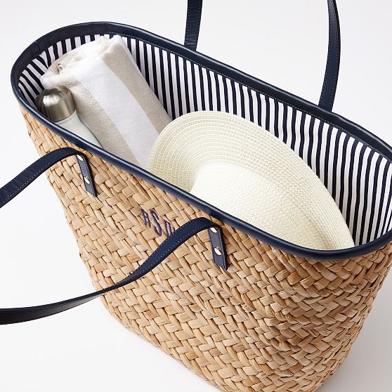 Striped Palm Leaf Tote