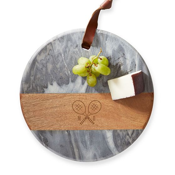 Wood and Marble Round Cheese Board