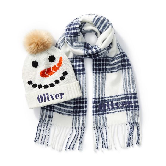 Kids Scarf and Hat Snowman Gift Set