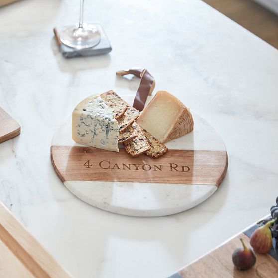 Wood and Marble Round Cheese Board
