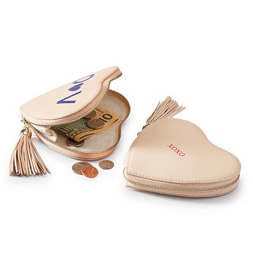 Heart Leather Tassel Zipper Pouch