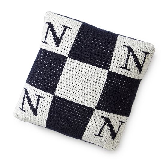 Initial Block Knit Pillow