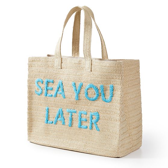 Sea You Later Straw Beach Tote