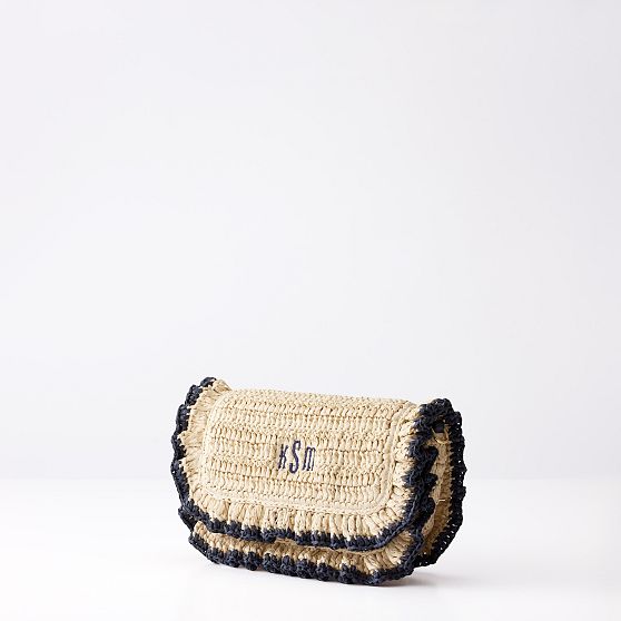 Sofia Ruffle Raffia  Crossbody Bag