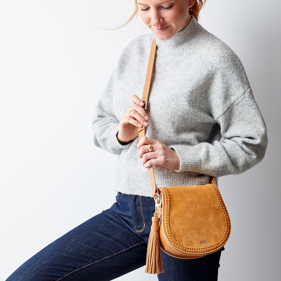 Suede Saddle Crossbody Bag