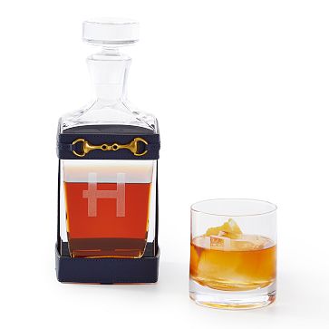Horsebit Leather and Glass Decanter