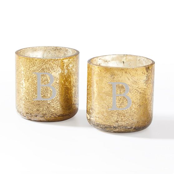 Mercury Glass Votive Candles, Set of 2