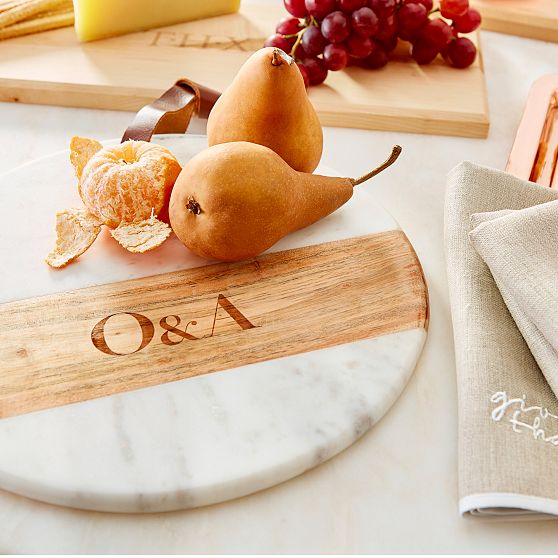Wood and Marble Round Cheese Board