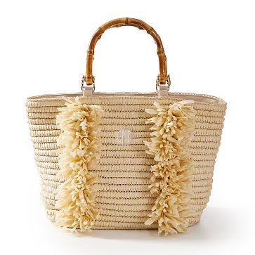 Bamboo Straw Fringe Beach Bag