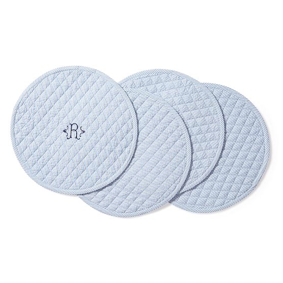 Blue Stripe Seersucker Placemats, Set of 4