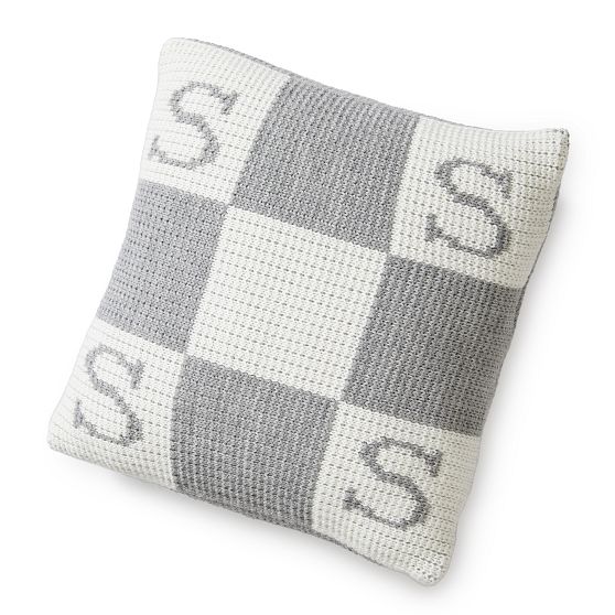 Initial Block Knit Pillow