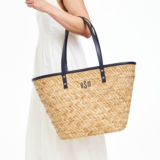 Striped Palm Leaf Tote