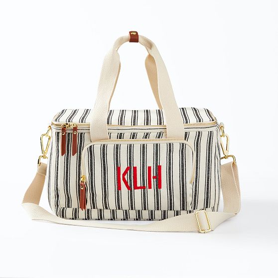 Striped Zip Top Cooler Box Tote