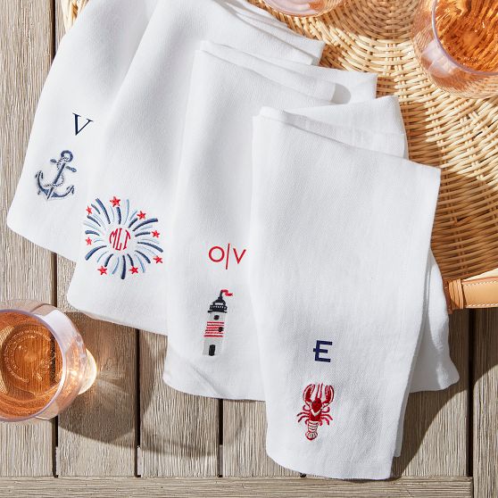 Summer Icon Linen Dinner Napkins, Set of 4