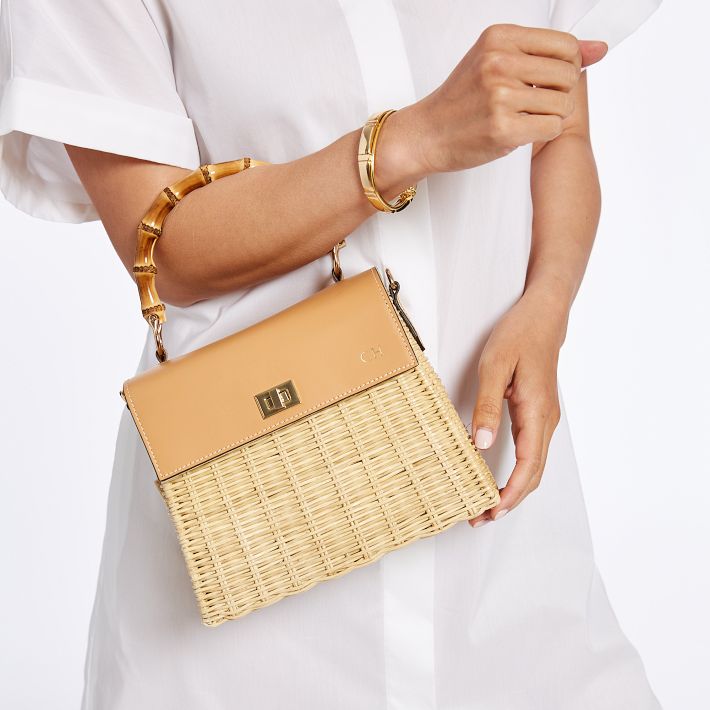 Bamboo Wicker Crossbody Bag | Mark and Graham