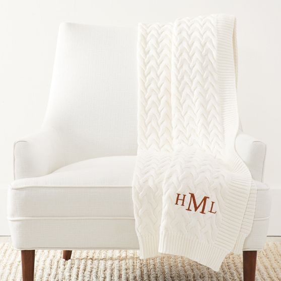 Cotton Cable Knit Throw Blanket