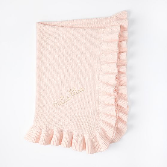 Ruffle Knit Cotton Baby Blanket