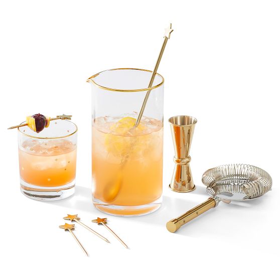 Gold Star Lowball Glasses, Set of 4