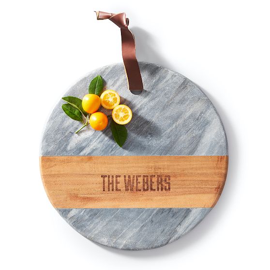 Wood and Marble Round Cheese Board