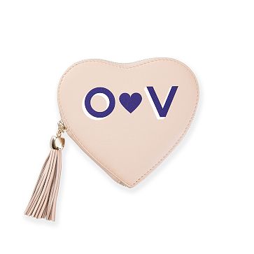 Heart Leather Tassel Zipper Pouch