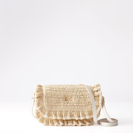 Sofia Ruffle Raffia  Crossbody Bag
